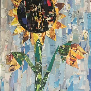 Carte d'art collage Tournesol I