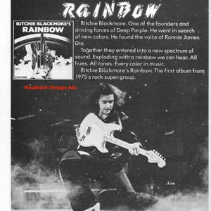 1975 Ritchie Blackmore's Rainbow Album Release Originele Promo Print Advertentie.