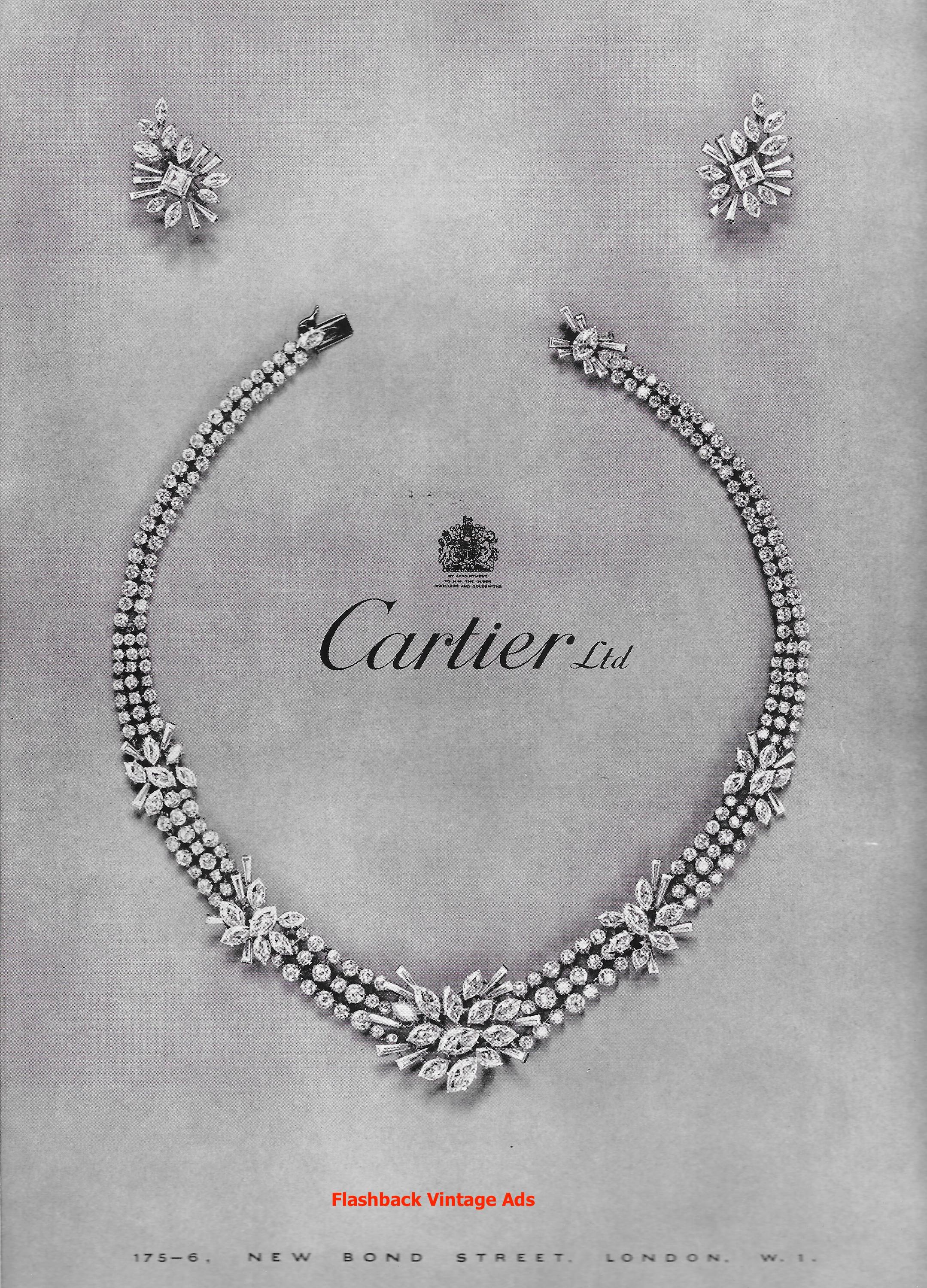 1962 Original Cartier Necklace and Earrings Vintage Print
