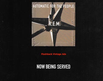 1992 R.E.M. Automatic For The People Album Release Original Music Industry Promotional Print Advertisement.