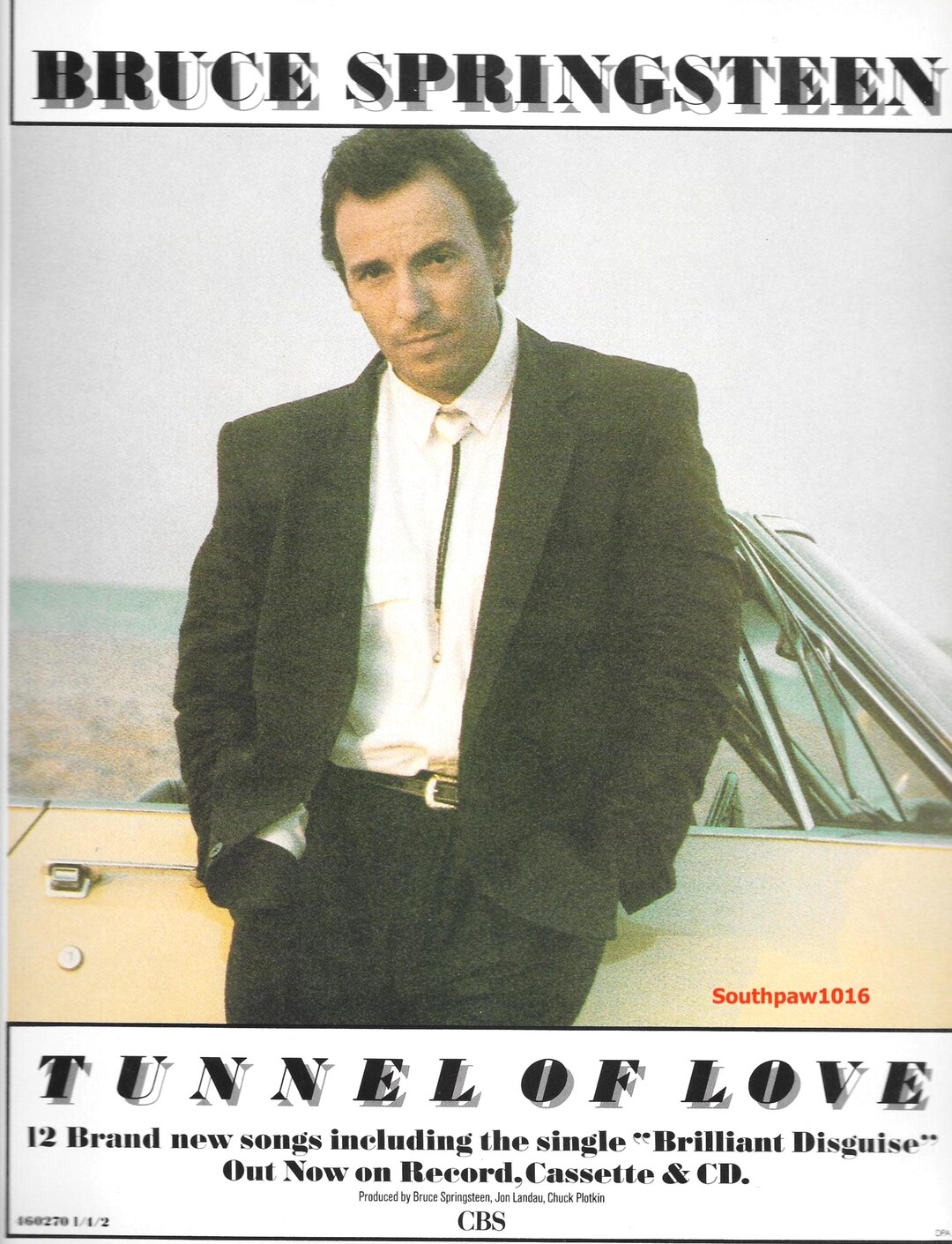 1987 Bruce Springsteen Tunnel of Love Album Release Original Music ...