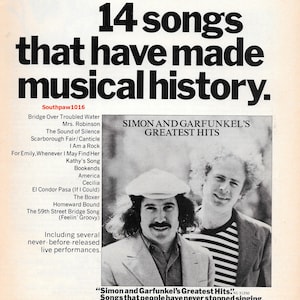 1972 Simon And Garfunkel&#39;s Greatest Hits Album Release Music Industry Promotional Print Advertisement.