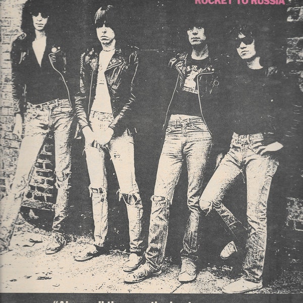 1977 Original The Ramones 'Rocket To Russia' Album Release Music Industry Promotional Poster Advertisement