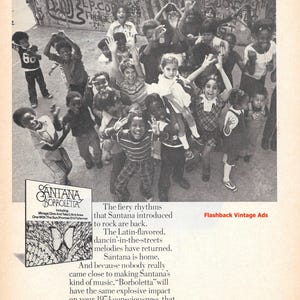 1974 Santana &#39;Borboletta&#39; Album Release Original Music Industry Promotional Print Advertisement.