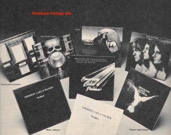Lançamento do álbum 'Works Volume 2' de Emerson Lake e Palmer em 1977. Anúncio impresso promocional original da indústria musical.
