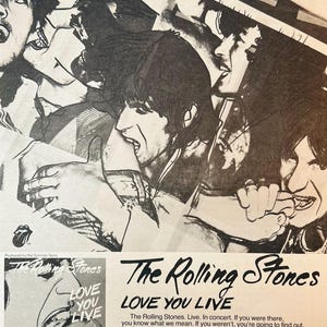 1977 The Rolling Stones &quot;Love You Live&quot; Original Album Release Music Industry Promotional Trade Print Advertisement