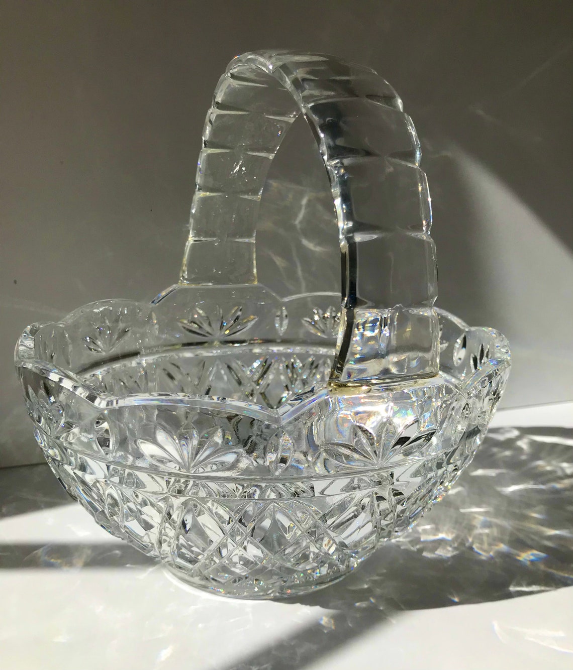 Bohemia Stunning Crystal Basket Czech Republic Reflects Etsy UK