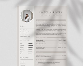 Minimalist Resume Template Canva | Interior Designer Resume | Graphic Designer Resume | Resume for Creatives