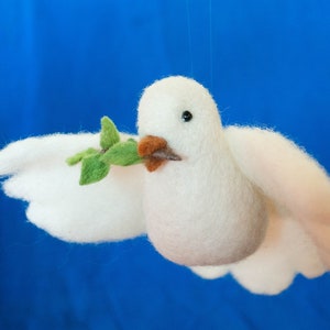 Needle Felted Dove, dove peace,  window decoration, hanging dove, Waldorf toys, needle felt christmas decoration,  7th anniversary gift
