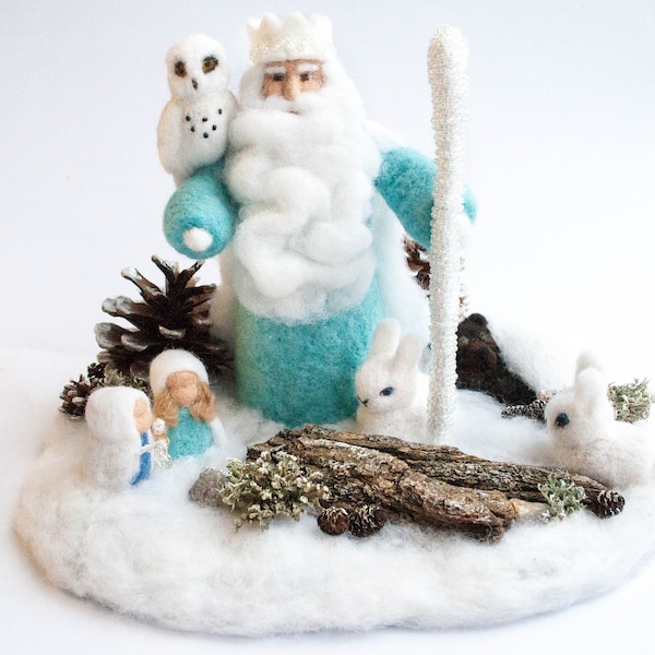 Waldorf  King of winter, Needle Felted Doll. Winter Fairy. Nature Table. Winter Table Decoration Waldorf toys Winter decor felted figurines,