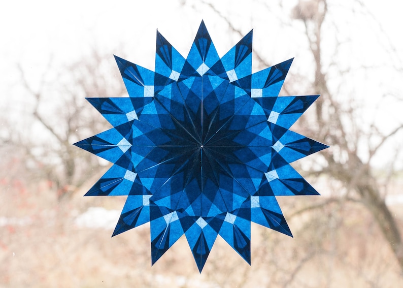 Waldorf Window Stars, Blue Window Christmas Decals, Nursery Ornament ...
