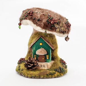 Nadel gefilzte Pilz Haus, Nadelkissen Nadel Gefilzte Nähzubehör Pilz Dekor, Feenhaus Nadel gefilzt Weihnachtsdekoration
