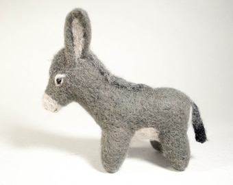 Needle felt donkey, Maria donkey, Christmas animals, Waldorf animals, pets, Waldorf toys, gray donkey, donkey toy,  nativity set,