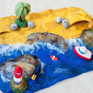 felt play mat - Sea and beach  felt playscape, Wool ,  Waldorf  toys,  needle felt , table play mat, , waldorf playscape