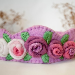 Waldorf  crown , Wool birthday crown,  felt birthday crown, pink crown, elven crown, wool felted crown, crown pretend play