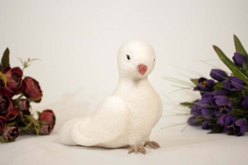 Needle Felted Dove Love Birds Wedding 7th Anniversary Gift Etsy