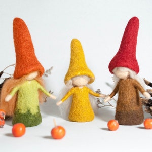Needle felted Waldorf  Autumn Fairy, elf, Rainbow,  Waldorf toys,   Needle Felted Doll. Fall Fairy, Nature Table, Steiner doll,  Felted doll