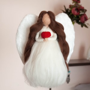 Needle felt angel, waldorf angel,  needle felted christmas decoration, wool ornament, Christmas tree