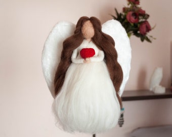 Needle felt angel, waldorf angel,  needle felted christmas decoration, wool ornament, Christmas tree