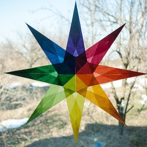 Waldorf Window Stars Rainbow  nursery decals girl window christmas decals  transparent paper origami ornaments, home window decal