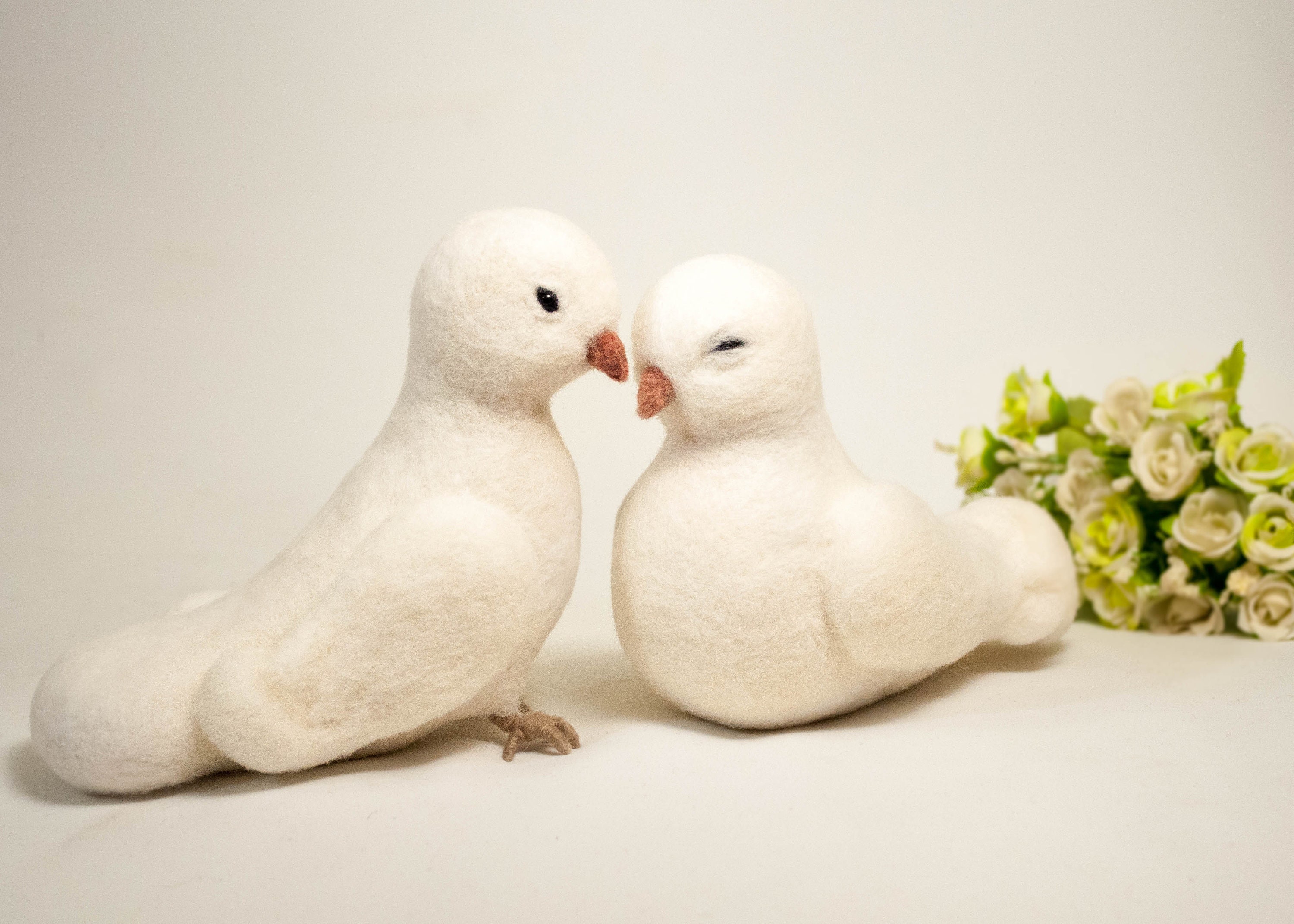 Needle Felted Dove love birds wedding 7th anniversary gift Etsy