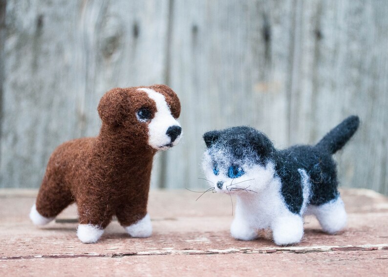 Needle felted Kitty, puppy, waldorf toys, dog, cute kitten, needle felted animals , miniature animal, waldorf cat, Christmas, image 8