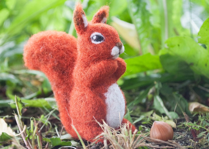 Needle Felted Squirrel, wool animals, wool squirrel, felt autumn decor, Mother's Day Gift, Waldorf toys, nature table, fall, tooth fairy image 5