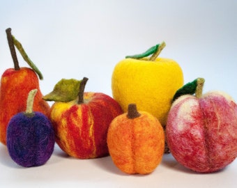 Needle felted set of fruits autumn gifts fall felt decoration nature table Waldorf Toys Christmas Gift kitchen decoration fall centerpiece