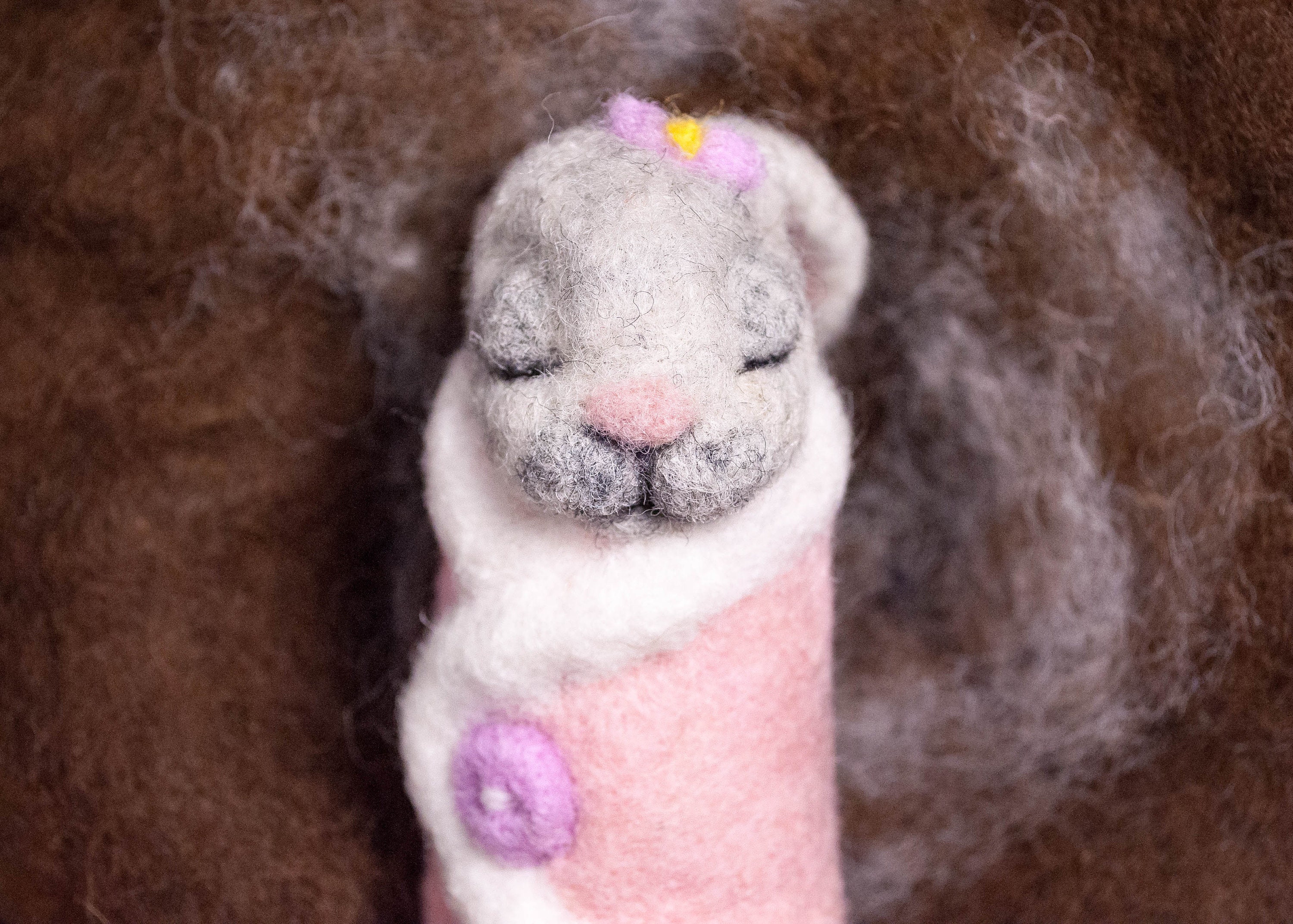 Needle Felted Sleeping Bunny Baby Bunny Soft Pocket Dolls - Etsy