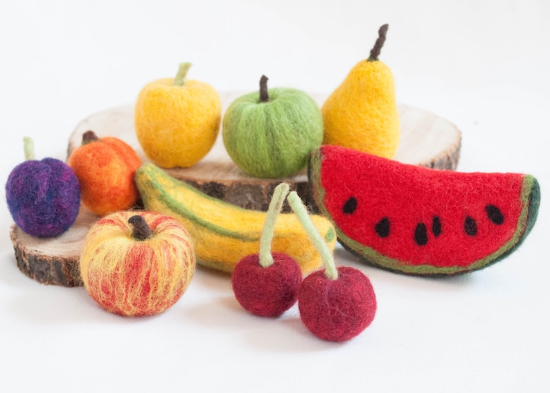 Needle Felted Fruits 9 Pieces Set Autumn Felt Decoration Etsy