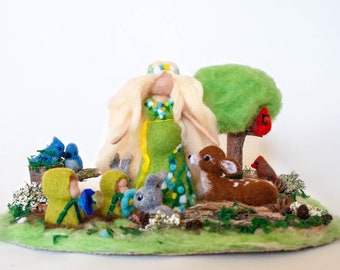 Waldorf  Spring, Needle Felted Doll. Spring Fairy. Nature Table. Spring Table Decoration Waldorf toys Spring decor Easter decoration,