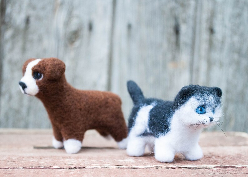 Needle felted Kitty, puppy, waldorf toys, dog, cute kitten, needle felted animals , miniature animal, waldorf cat, Christmas, image 7