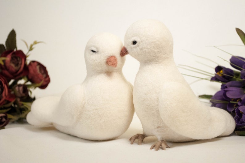 Needle Felted Dove Love Birds Wedding 7th Anniversary Gift Etsy