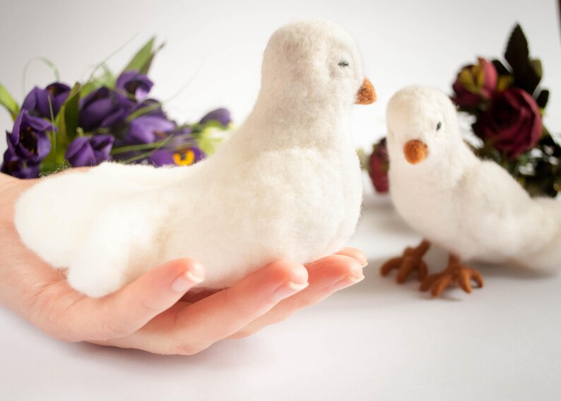 Needle Felted Dove love birds wedding 7th anniversary gift Etsy