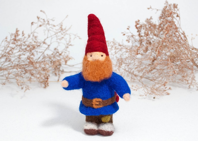 Needle Felted Woodland Gnome Felt Gnomes Waldorf Gnome Wool Etsy