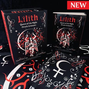 Mazzo di 50 carte dell'Oracolo di Lilith con guida di 160 pagine, pratiche magiche, meditazione audio e scatola magnetica - Dea Oscura, lavoro sull'ombra