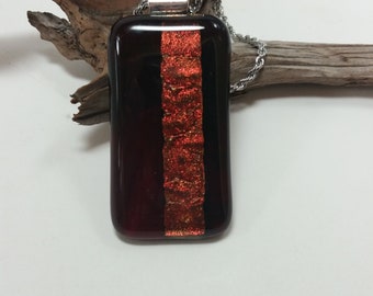 Fused Glass with Dichroic Glass Cranberry and Red Gold