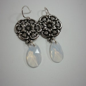 Silver Earrings with Swarovski Crystals/Dangle Earrings image 1