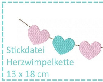 Pennant chain made of hearts 13x18