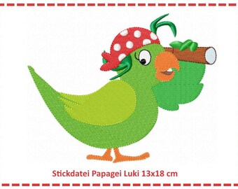 Embroidery file parrot Luki 13x18