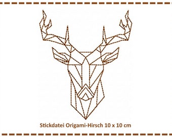 Stickdatei Origami Hirsch1 10x10