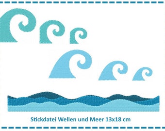 Stickdateien Wellen & Meer 13x18