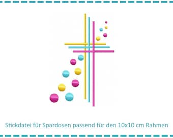 Stickdatei für Spardosen Kreuz 5 10x10