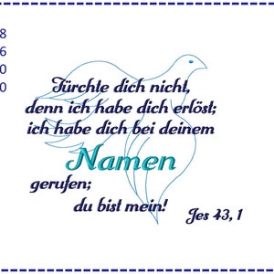 Stickdatei Taufe Spruch Taube SET Bild 1