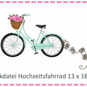 Embroidery file wedding bike 13x18