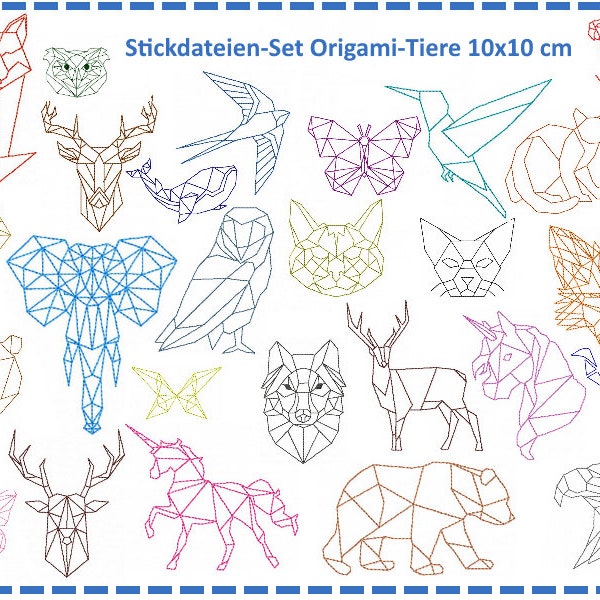 Stickdatei Origami Tiere Set 10x10