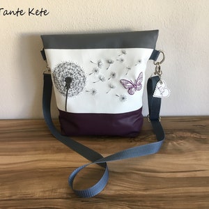 Handbag Shoulder bag FoldOver with embroidery Dandelion & Butterfly image 3