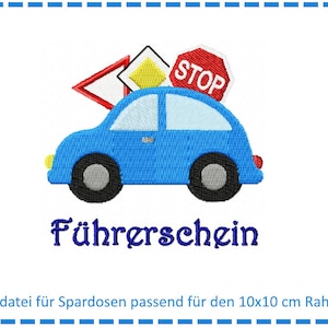 Borduurbestand voor spaarpotten - rijbewijs 10x10