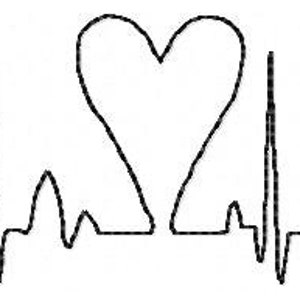 Embroidery file 2 x 6 cm "palpitations" ECG with heart