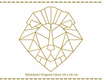 Embroidery file Origami lion 10x10